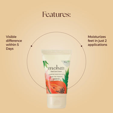 Moha Herbal Moisture Lotion 200 ml & Foot Cream Papaya 50 gm for For Rough Dry skin and Cracked Heel | Combo Pack of 2